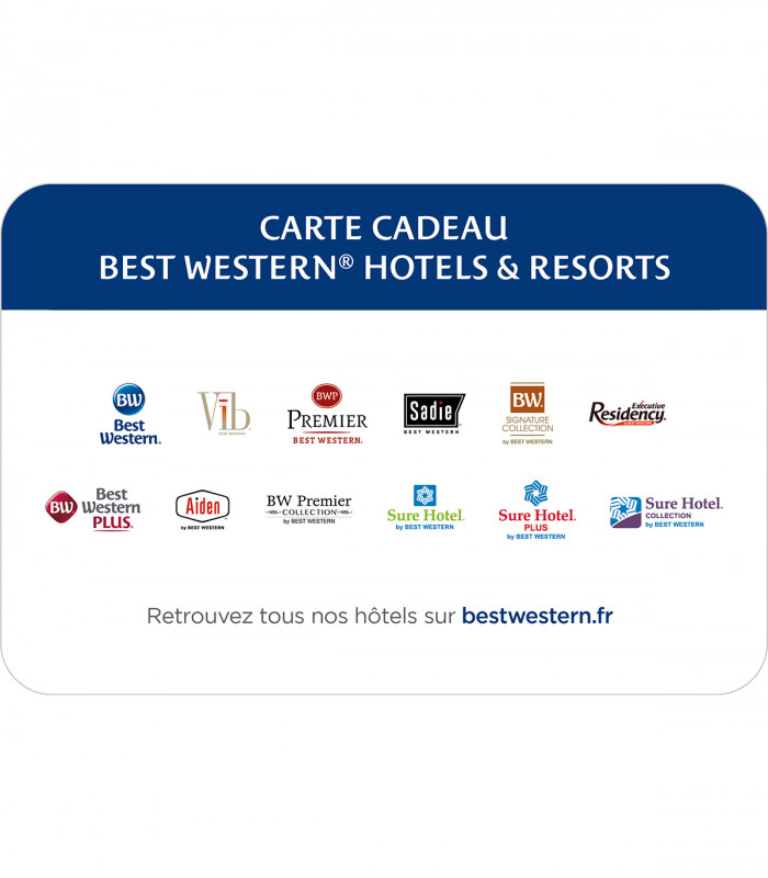 E-carte Cadeau Best Western - 150€ Valable jusqu'au 24/09/2026